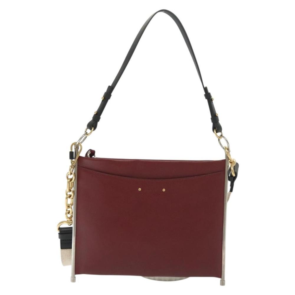 Chloe Shoulder Bag Leather 2way Bordeaux Gold Silver Auth bs29200 - Picture 13 of 16